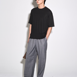 DRAPE KNIT TEE in black charcoal marl
