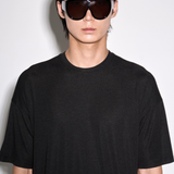 DRAPE KNIT TEE in black charcoal marl