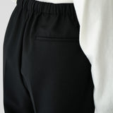 ELIJAH Elastic Waist Relaxed Trouser in Black Wool (Machine Washable)