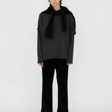 HAYES Cashmere Knit L/S Tee in Charcoal Marl