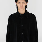 DAVID L/S Shirt in Piano Black Cotton Corduroy