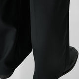 ELIJAH Elastic Waist Relaxed Trouser in Black Wool (Machine Washable)