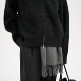 MILES High Neck Cropped Zip Sweater in Black Melange