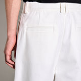 TAILORED HEAVY COTTON TWILL TROUSERS in bone white