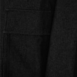 (PRE-ORDER) LIAM Lambskin Leather Collar Field Jacket in Black Japanese Raw Denim