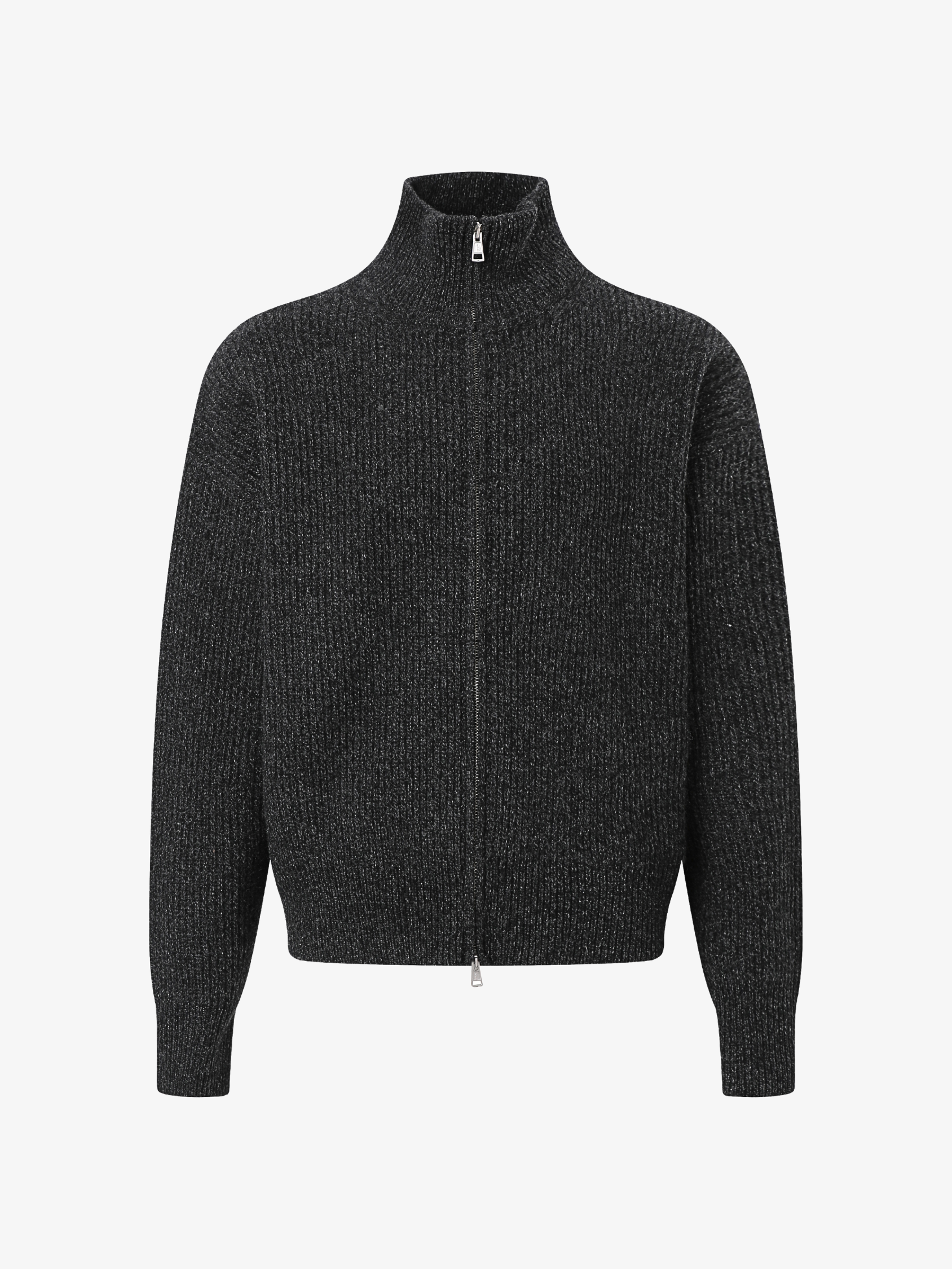 MILES High Neck Cropped Zip Sweater in Black Melange – PEACE OF MINE