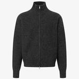 MILES High Neck Cropped Zip Sweater in Black Melange