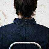 EDGAR Magnetic Closure Crop Denim Jacket in Dark Indigo Turkish Denim