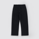 WIDE LEG JEANS in black italian chain twill denim