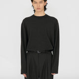 HAYES Cashmere Knit L/S Tee in Charcoal Marl