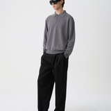 DOUBLE PLEATED TROUSERS in piano black