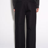 TAILORED HEAVY COTTON TWILL TROUSERS in ash black
