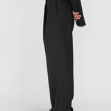 THEO Pleated Trousers in Charcoal Marl Grey Wool (Machine Washable)