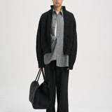 MILES High Neck Cropped Zip Sweater in Black Melange