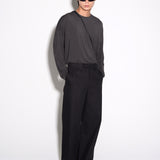 TAILORED HEAVY COTTON TWILL TROUSERS in ash black