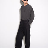 TAILORED HEAVY COTTON TWILL TROUSERS in ash black