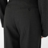 THEO Pleated Trousers in Charcoal Marl Grey Wool (Machine Washable)