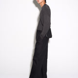 TAILORED HEAVY COTTON TWILL TROUSERS in ash black