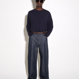 RELAXED STRAIGHT JEANS in raw indigo cotton denim