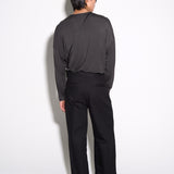 TAILORED HEAVY COTTON TWILL TROUSERS in ash black