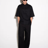 TAILORED HEAVY COTTON TWILL TROUSERS in ash black