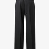 ELIJAH Elastic Waist Relaxed Trouser in Black Wool (Machine Washable)