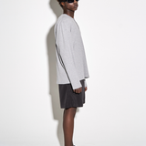RIBBED L/S HENLEY in grey marl