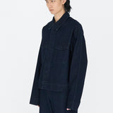 EDGAR Magnetic Closure Crop Denim Jacket in Dark Indigo Turkish Denim