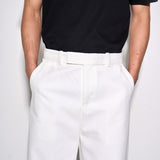 TAILORED HEAVY COTTON TWILL TROUSERS in bone white