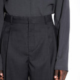 WIDE DOUBLE PLEATED TROUSERS in charcoal melange