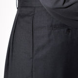 WIDE DOUBLE PLEATED TROUSERS in charcoal melange