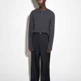 WIDE DOUBLE PLEATED TROUSERS in charcoal melange