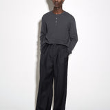 WIDE DOUBLE PLEATED TROUSERS in charcoal melange