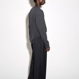 WIDE DOUBLE PLEATED TROUSERS in charcoal melange