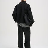 MILES High Neck Cropped Zip Sweater in Black Melange