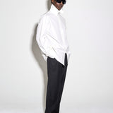 WIDE DOUBLE PLEATED TROUSERS in charcoal melange