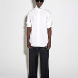WIDE DOUBLE PLEATED TROUSERS in charcoal melange