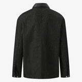 (PRE-ORDER) LIAM Lambskin Leather Collar Field Jacket in Black Japanese Raw Denim