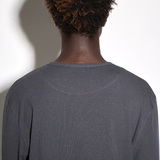 RIBBED L/S HENLEY in dark slate grey