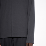 RIBBED L/S HENLEY in dark slate grey
