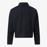 EDGAR Magnetic Closure Crop Denim Jacket in Dark Indigo Turkish Denim