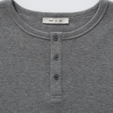RIBBED L/S HENLEY in grey marl