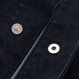 EDGAR Magnetic Closure Crop Denim Jacket in Dark Indigo Turkish Denim