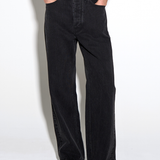 WIDE LEG JEANS in black italian chain twill denim