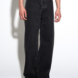 WIDE LEG JEANS in black italian chain twill denim