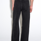 WIDE LEG JEANS in black italian chain twill denim