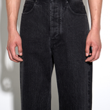 WIDE LEG JEANS in black italian chain twill denim