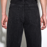 WIDE LEG JEANS in black italian chain twill denim