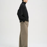 MILES High Neck Cropped Zip Sweater in Black Melange