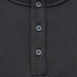 RIBBED L/S HENLEY in dark slate grey